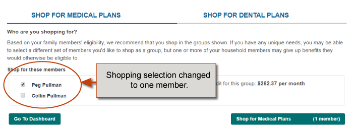 member selection: one box checked the other unchecked